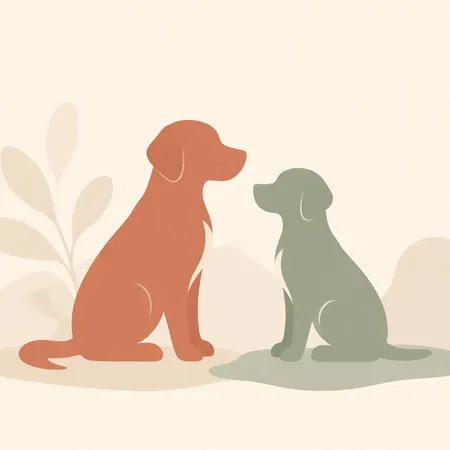 Soft illustration of two dogs facing each other in community